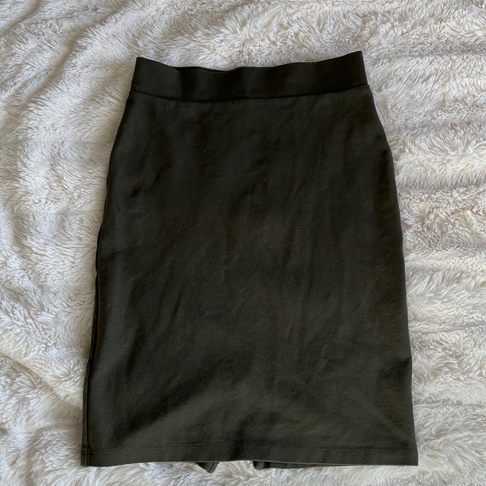 Olive green, pencil skirt